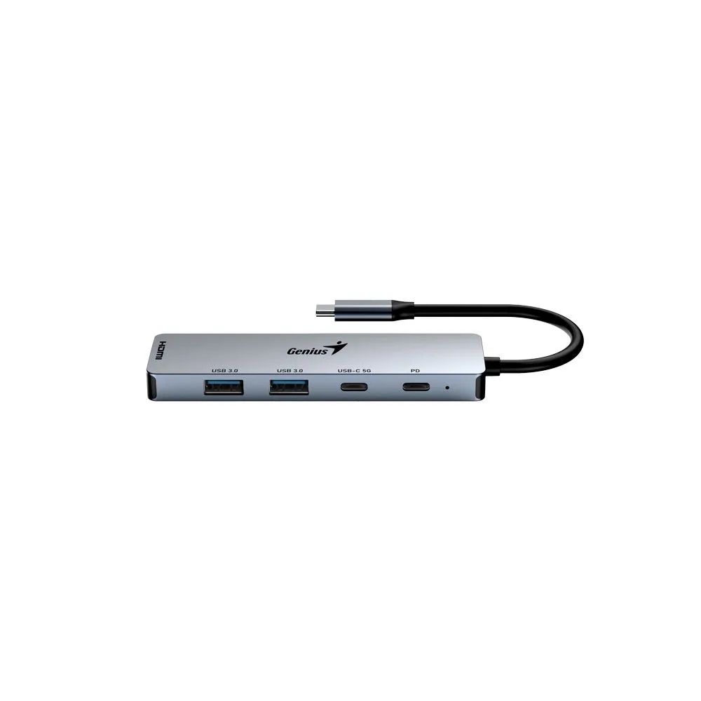 Хаб Genius USB HUB UH-500 5-в-1, USB-C PD, USB 3.0 x 2, USB-C x 2, 4K HDMI