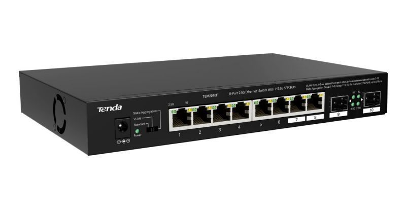 Коммутатор Tenda TEM2010F, 8PORT, 2.5G, 2SFP