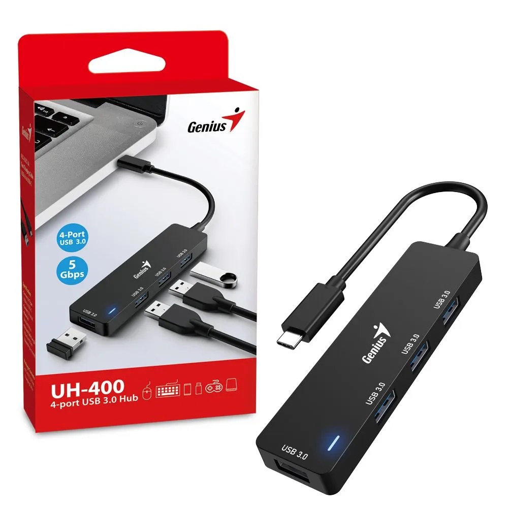 Хаб USB 3.0 Genius HUB UH-400, USBx4, Type-C 