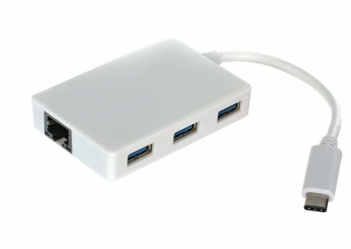 Концентратор VCOM [DH311], разьемы: RJ-45 + 3шт x USB 3.0 + microUSB > Кабель USB Type-C, белый