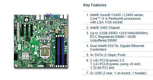 Серверная материнская плата Supermicro Server MBD-X8SIL-O