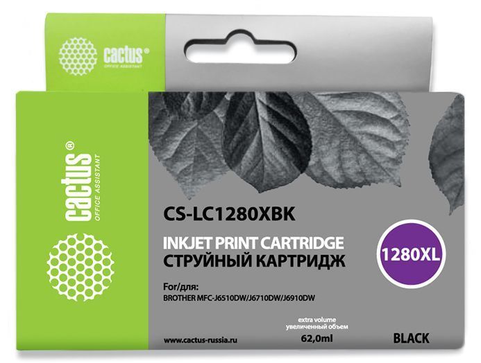 Картридж Cactus CS-LC1280XBK черный (62мл) для Brother MFC-J6510/6910DW