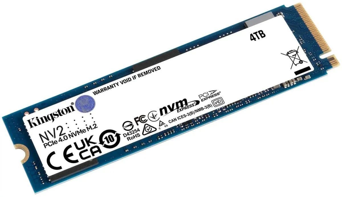 SSD накопитель Kingston NV2 SNV2S/4000G 4ТБ, M.2 2280, PCIe 4.0 x4, NVMe, M.2