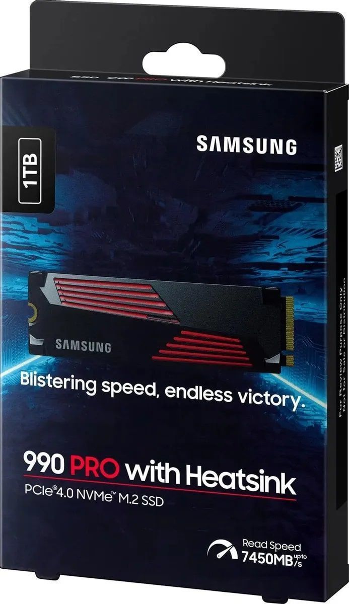 SSD накопитель 1ТБ Samsung 990 Pro MZ-V9P1T0CW, M.2 2280, PCIe 4.0 x4, NVMe, M.2