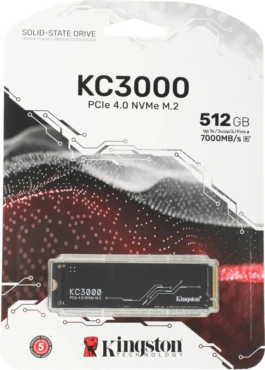 SSD накопитель Kingston KC3000 SKC3000S/512G 512ГБ, M.2 2280, PCIe 4.0 x4, NVMe