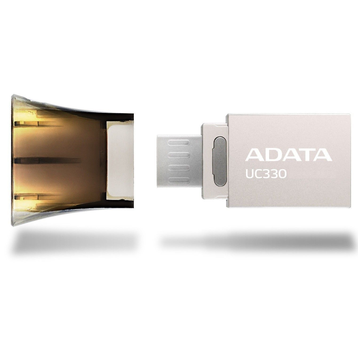 Флеш накопитель 32Gb ADATA DashDriver UC330 OTG [AUC330-32G-RBK], USB 2.0/MicroUSB (серебро/черный) 
