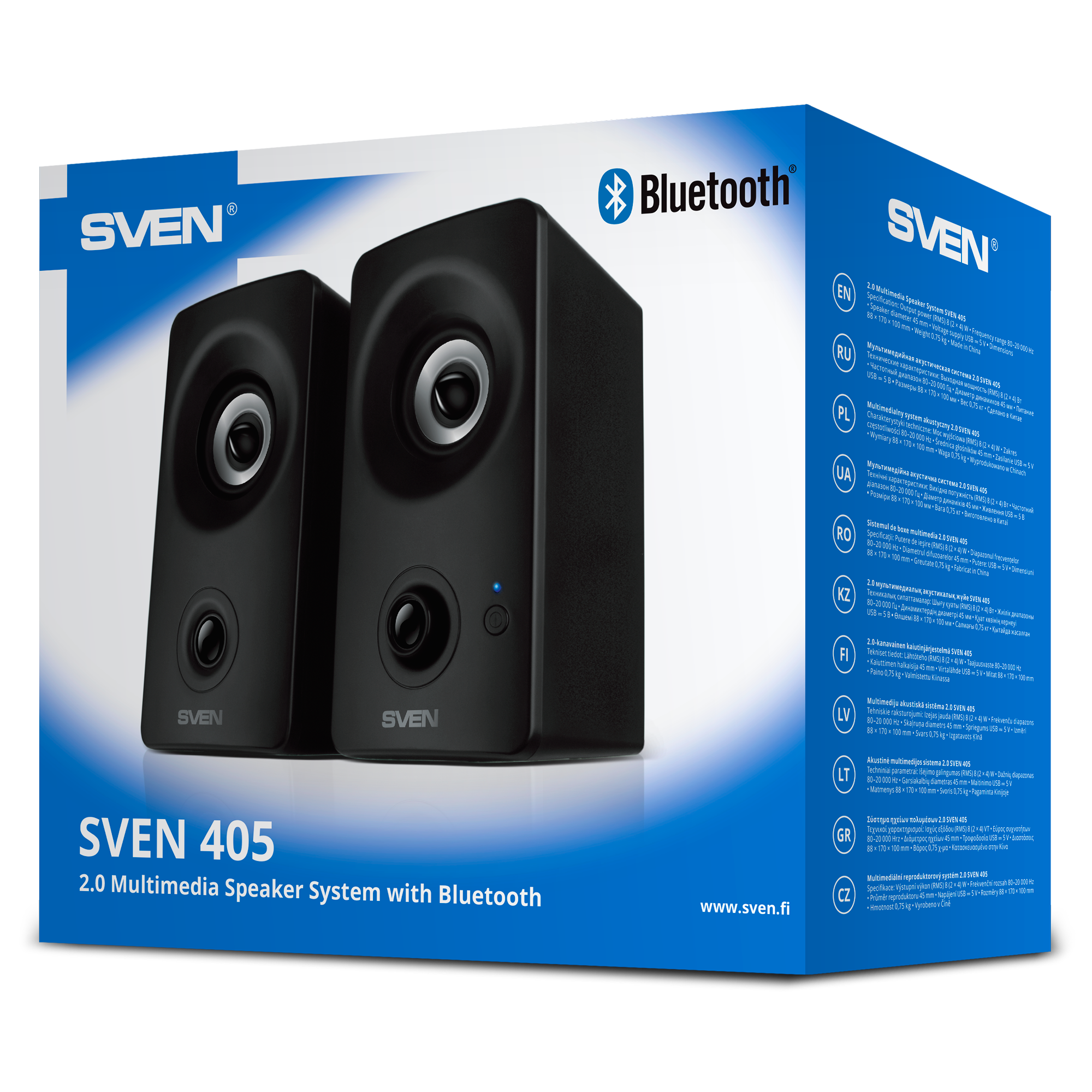 Колонки SVEN 405, черные, 8 Вт, USB, Bluetooth [SV-021122]