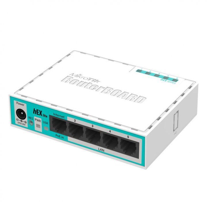 Маршрутизатор Mikrotik  hEX Lite, 5Port 10/100, PoE [RB750r2]