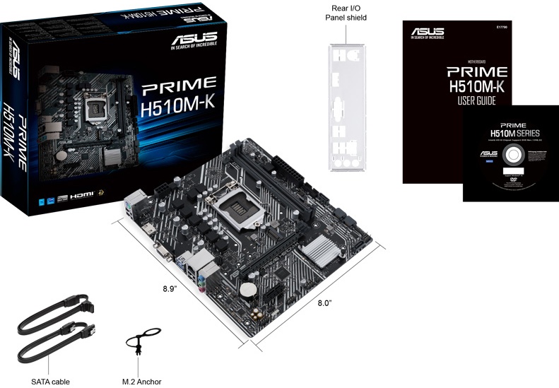 Материнская плата ASUS PRIME H510M-K, LGA1200, mATX