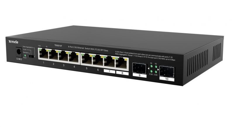 Коммутатор Tenda TEM2010F, 8PORT, 2.5G, 2SFP