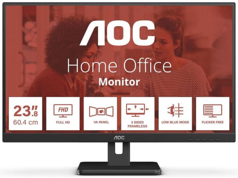 Монитор AOC 24E3UM 23.8", VA, 75Гц, 4 мс, черный