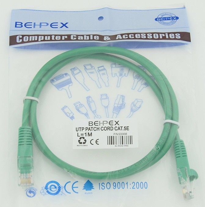 Патч-корд BEHPEX [630496] UTP Cat. 5E, 1 метр, зеленый (RJ-45 (m)-RJ-45 (m))