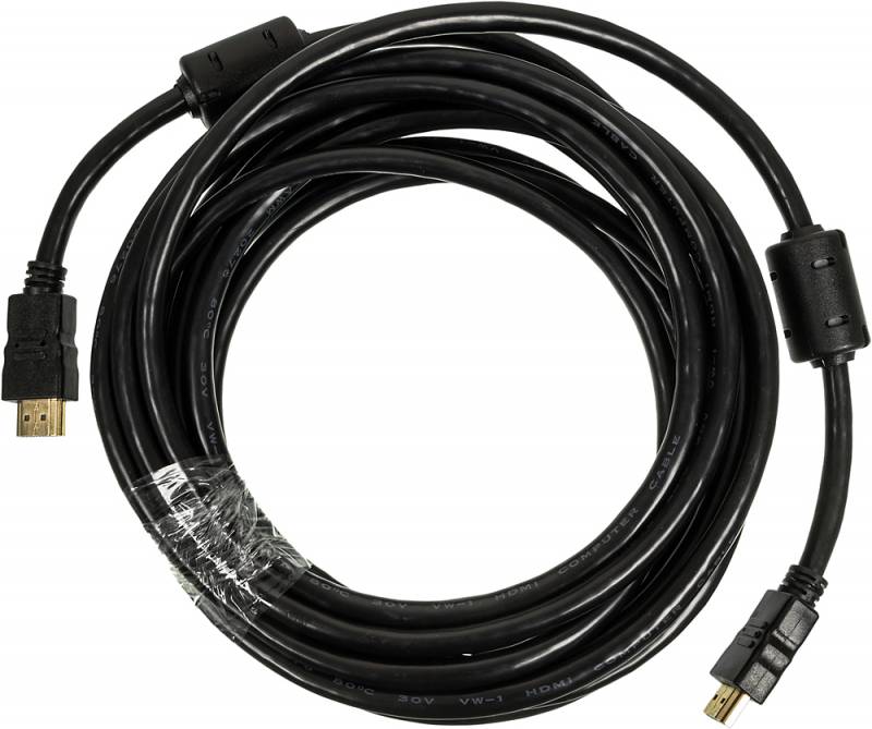 Кабель DH&R [841164] HDMI m -> HDMI m, 5 метров,позолоч.конт, феррит.кольца,черный (HDMI-5M-MG(v1.4)