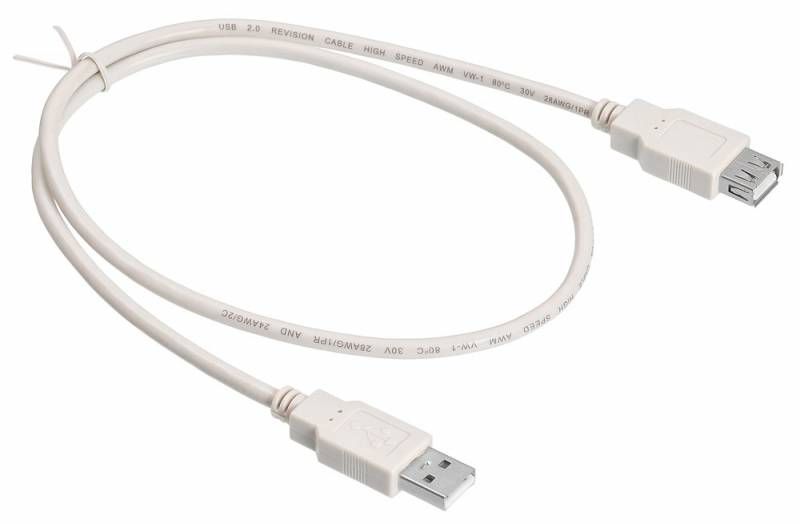 Кабель-удлинитель USB2.0 Buro USB2.0-AM-AF-0,75M, USB A(m) - USB A(f), 0.75м, белый 