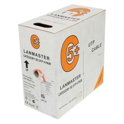 Кабель LANMASTER LAN-5EUTP-LSZH-GY, 5E, UTP, 4X2X24AWG, Cu, серый 