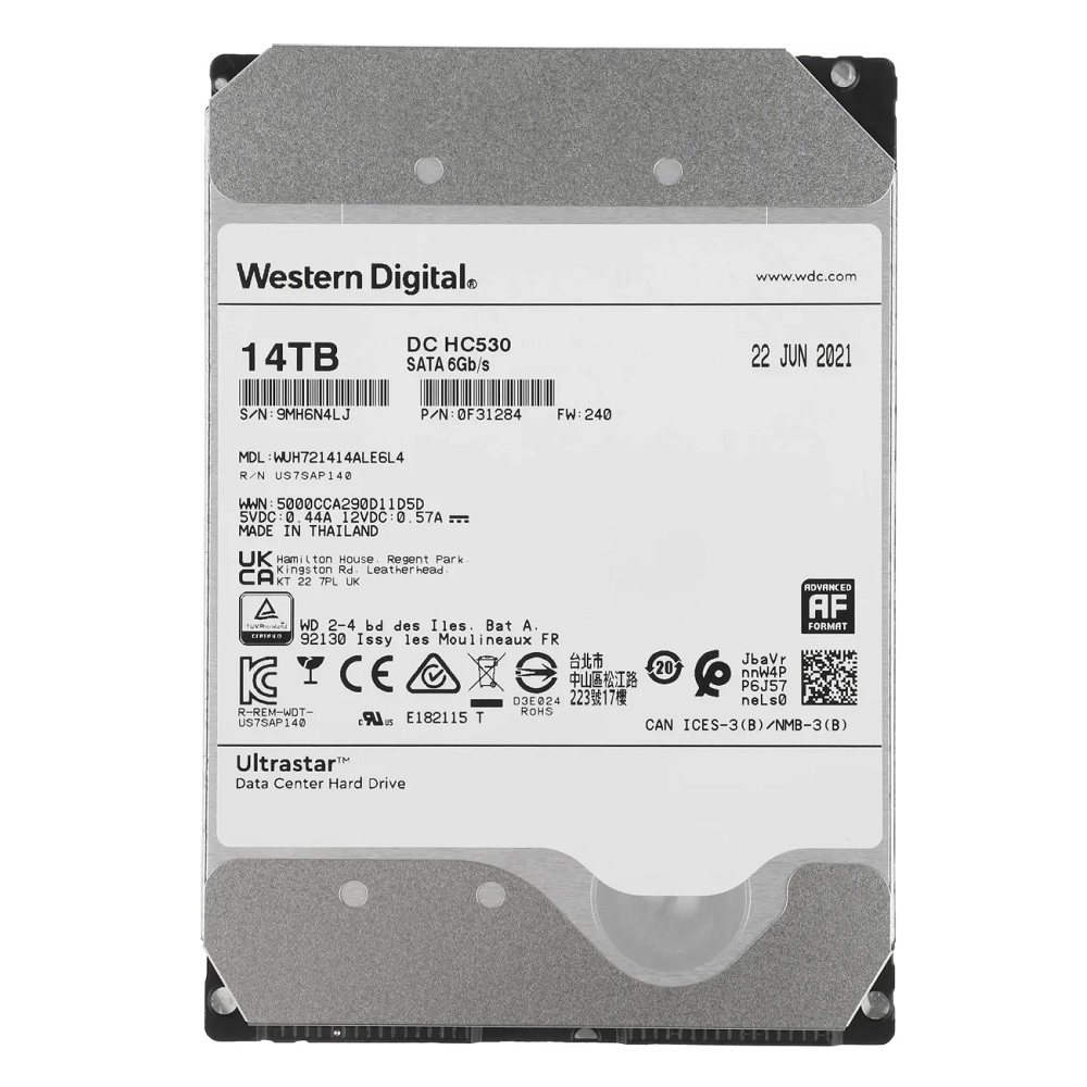 Жесткий диск 14ТБ WD Ultrastar DC HC530 WUH721414ALE6L4, HDD, SATA III, 3.5"