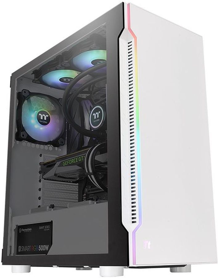 Корпус ATX Thermaltake H200 TG Snow RGB, Midi-Tower, без БП, белый [ca-1m3-00m6wn-00]