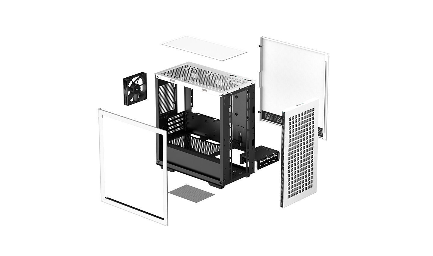 Корпус mATX DeepCool CH370, Mini-Tower, без БП, белый [ch370 white]