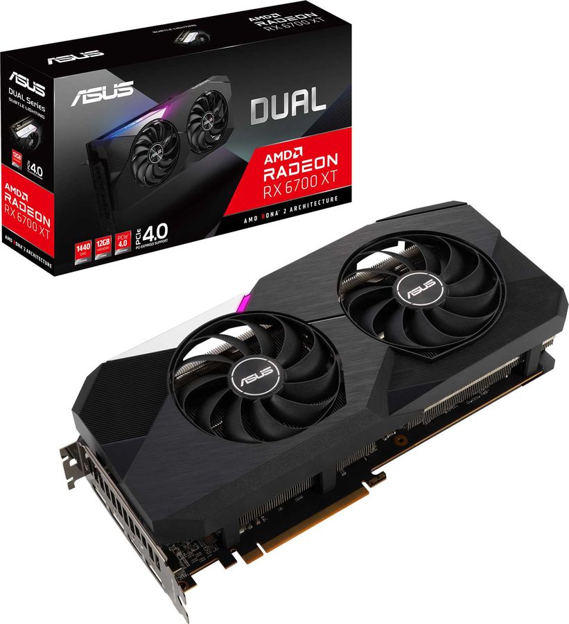 Видеокарта ASUS AMD Radeon RX 6700XT, DUAL-RX6700XT-12G, 12ГБ, GDDR6