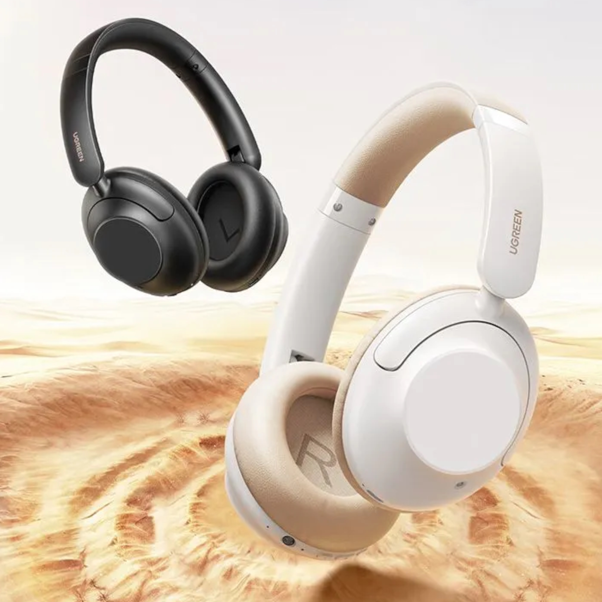 Наушники накладные беспроводные UGREEN HP202 HiTune Max5 Hybrid Active Noise-Cancelling, белые