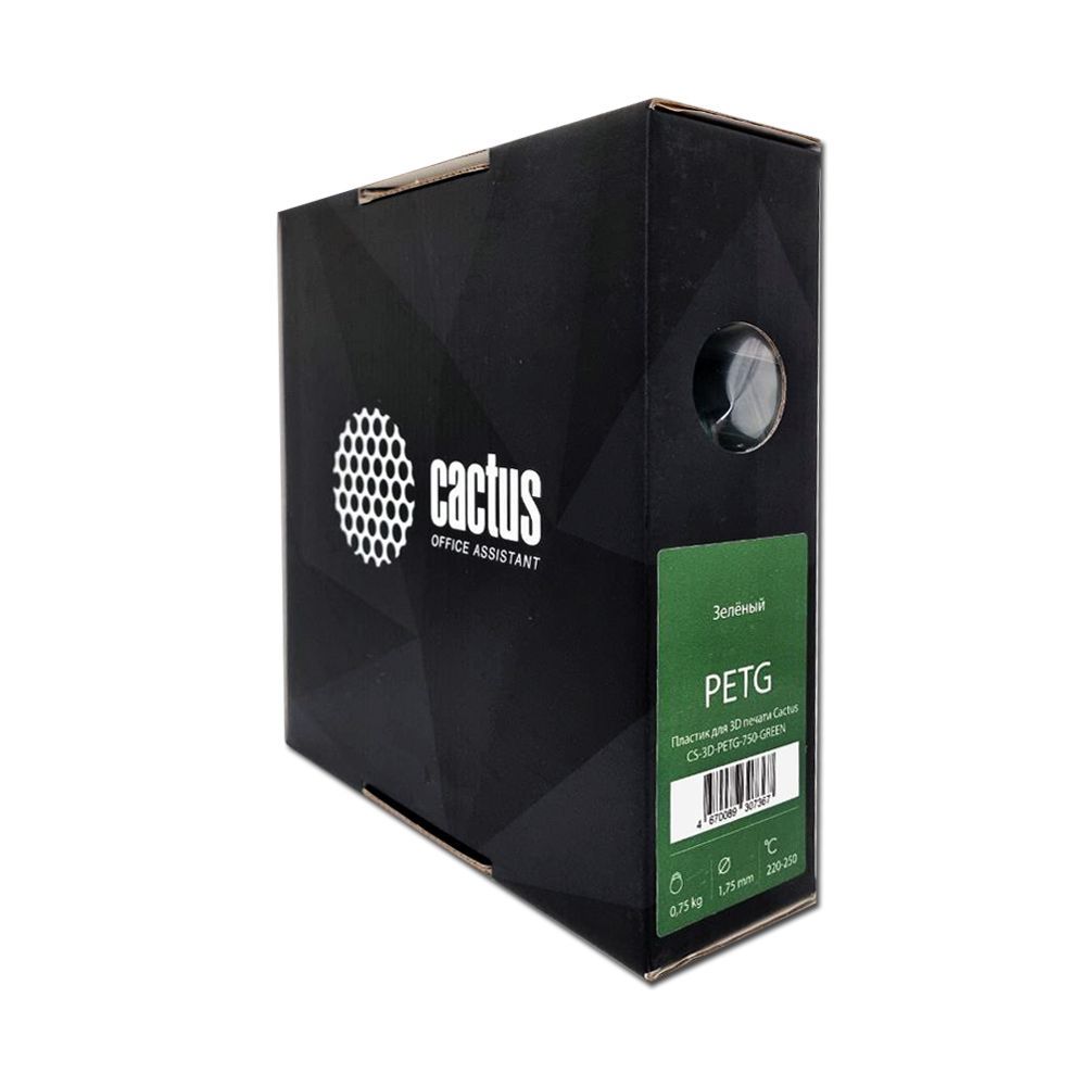 Пластик PETG Cactus CS-3D-PETG-750-GREEN, зеленый, 1,75 мм, 0,75 кг, для 3D принтера