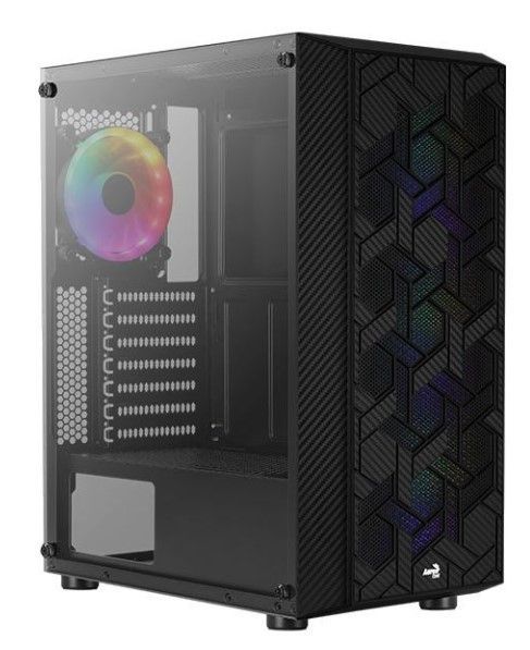 Корпус ATX Aerocool Hive-G-BK-v2, Midi-Tower, без БП, черный [accm-pv27043.11]