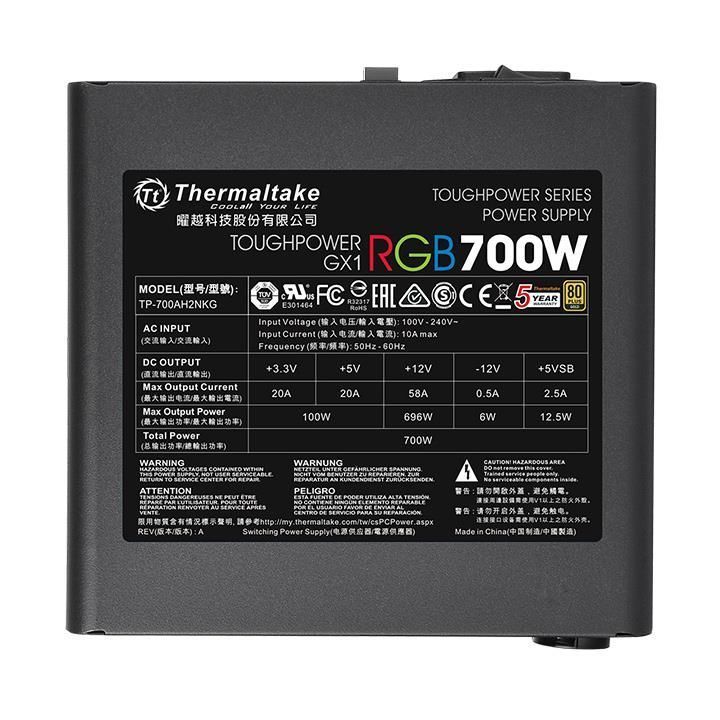 Блок питания Thermaltake Toughpower GX1 RGB, 700Вт, 120мм, черный, [ps-tpd-0700nhfage-1]
