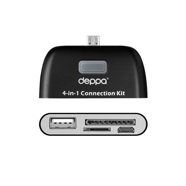 Картридер Deppa [11405] OTG connection kit для смартфонов и планшетов с microUSB, черный 