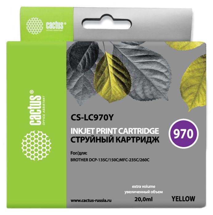 Картридж Cactus CS-LC970Y желтый (20мл) для Brother MFC-260c/235c/DCP-150c/135c