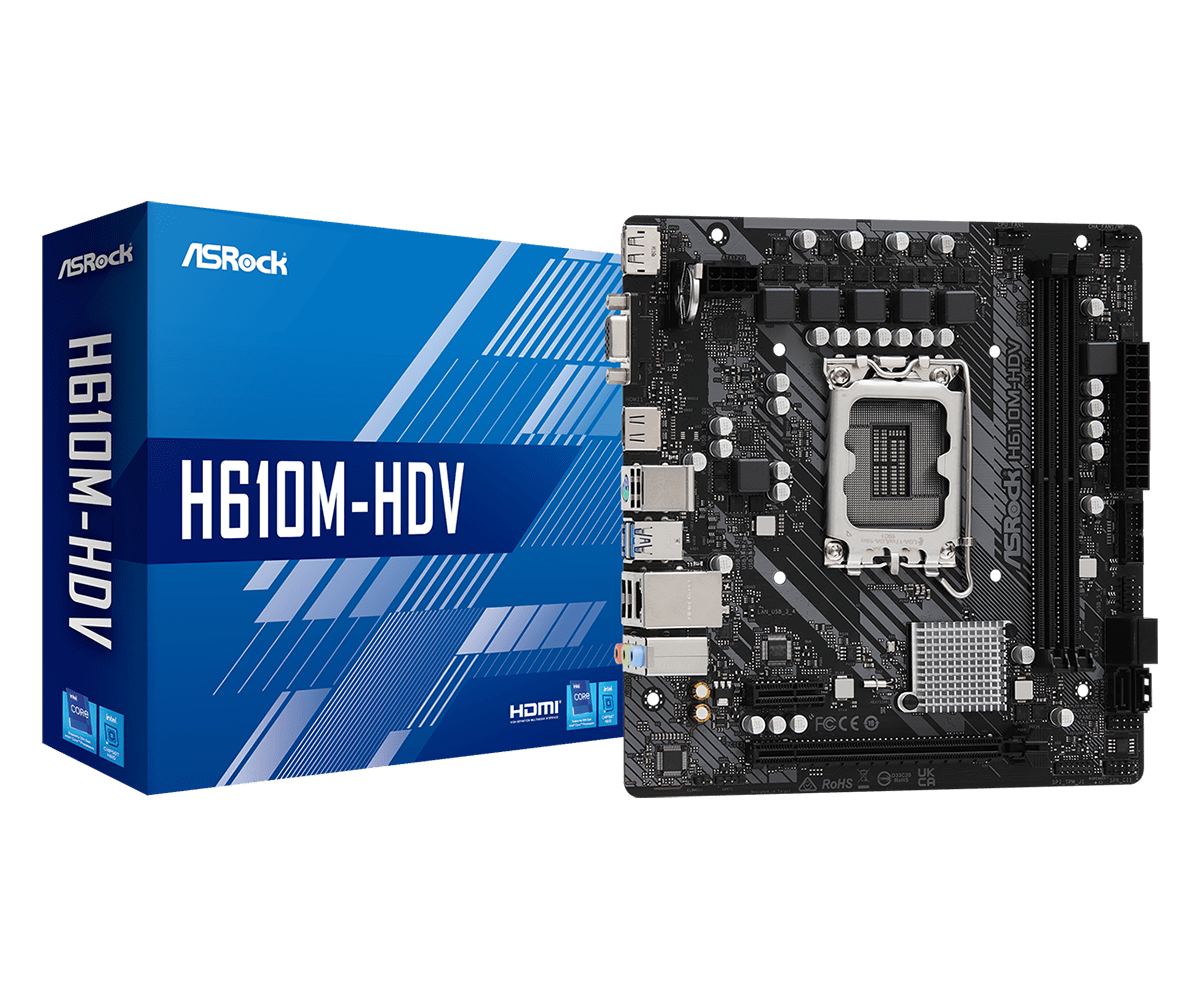 Материнская плата ASRock H610M-HDV, LGA 1700, Intel H610, mATX, Ret