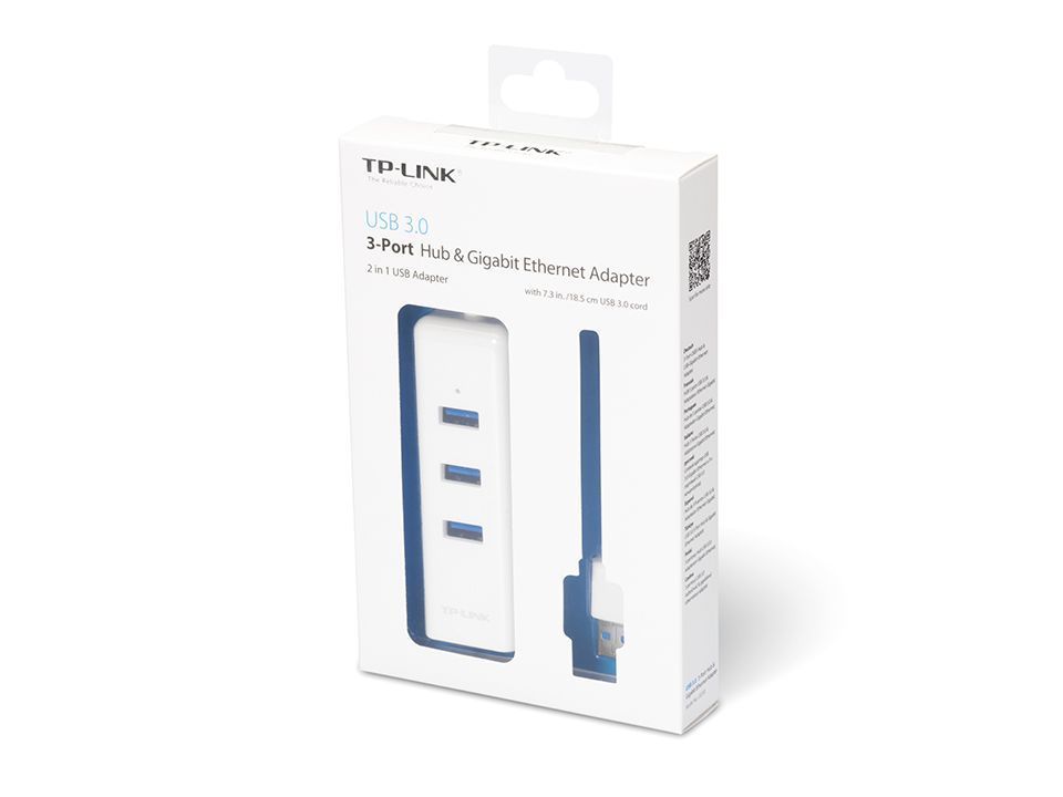 Сетевой адаптер TP-Link UE330, USB 3.0, Gigabit Ethernet c 3-порт. концентратором USB 3.0