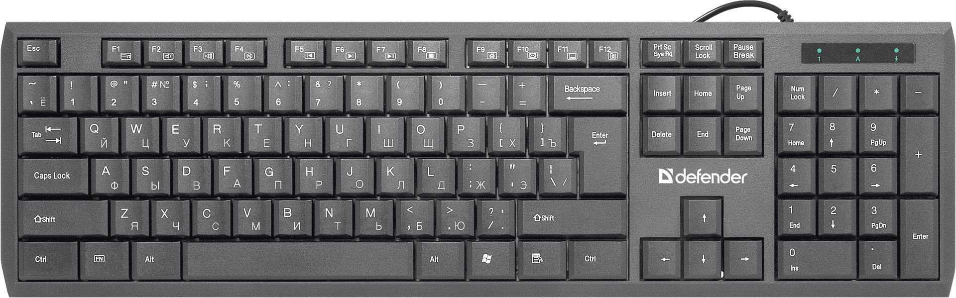 Клавиатура проводная Defender OfficeMate SM-820 / слим / 12 доп. функций / мембранная / черный, USB.