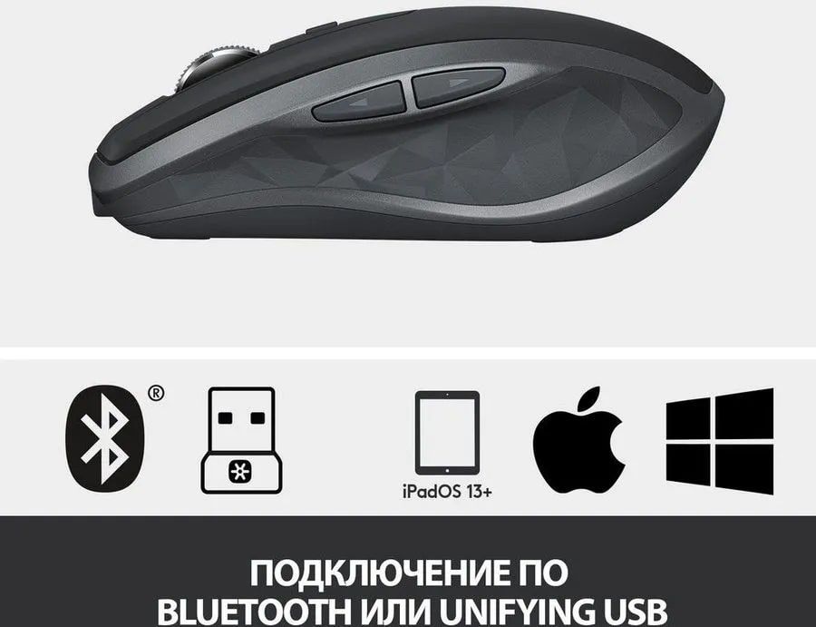 Мышь Logitech MX Anywhere 2S, оптическая, беспроводная, USB, графитовый [910-006211]