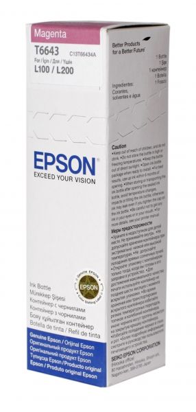 Чернила EPSON T6643 пурпурные [C13T66434A] (оригинальные, 70мл) 