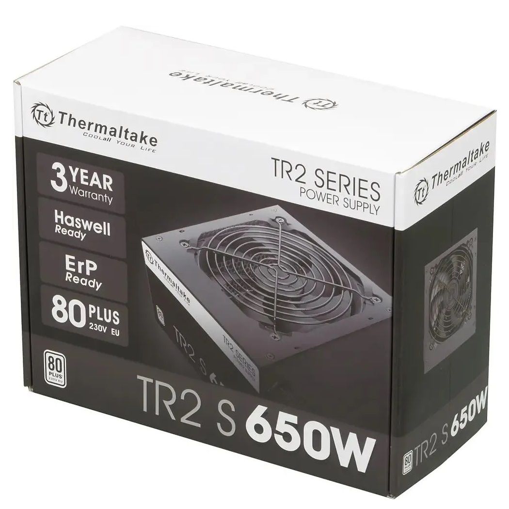 Блок питания THERMALTAKE TR2 S, 650Вт, 120мм, черный, retail [ps-trs-0650npcweu-2]