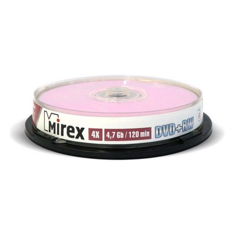 Диски DVD+RW Mirex [UL130022A4L] 4.7 Gb,4x, Cake Box, 10 штук / упаковка