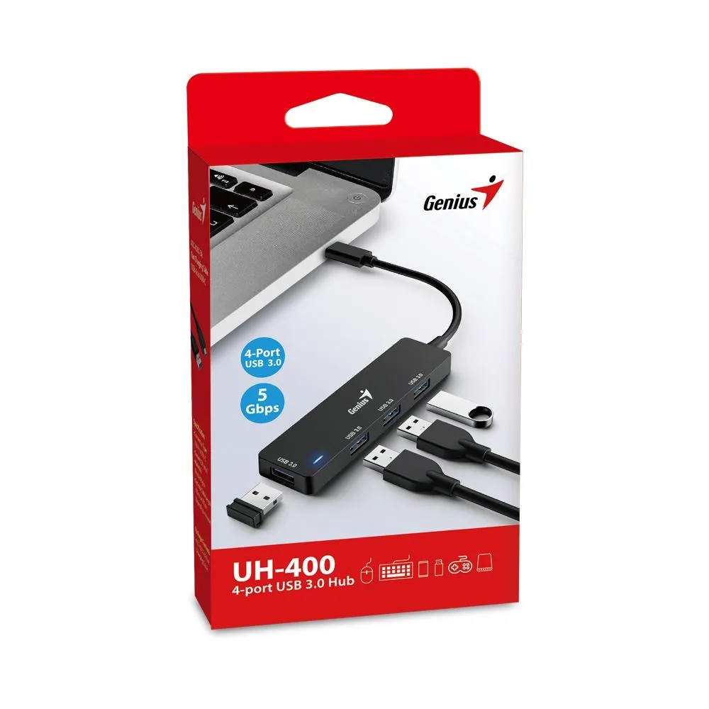 Хаб USB 3.0 Genius HUB UH-400, USBx4, Type-C 