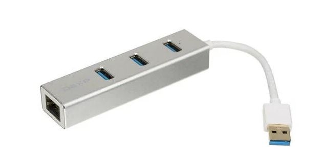 Сетевая карта [DEXP Z-GUH1] USB  - > RJ45 + USB 3.0 *3 шт, серебристый
