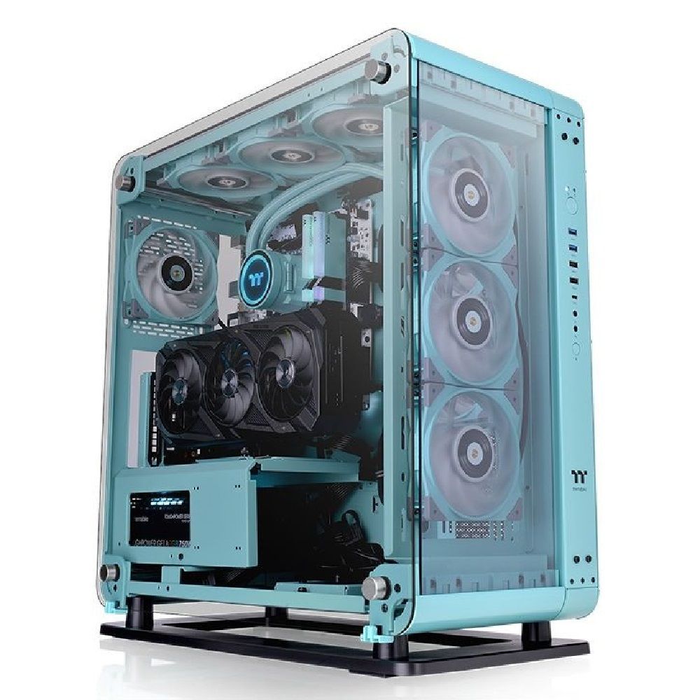 Корпус Thermaltake Core P6 TG Turquoise без БП ATX [CA-1V2-00MBWN-00], голубой