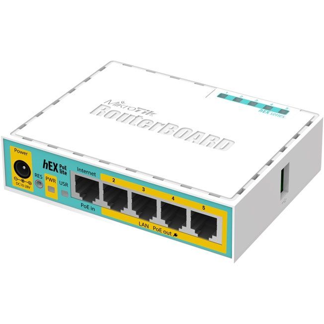 Роутер MIKROTIK hEX PoE lite, белый [rb750upr2]