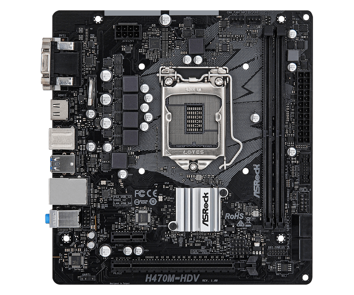 Материнская плата ASRock H470M-HDV, LGA1200, mATX