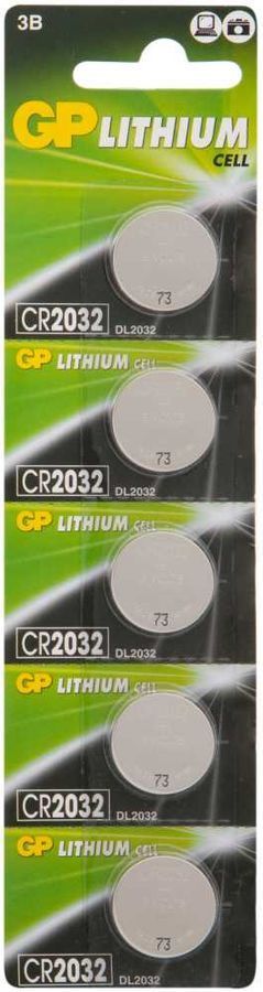 Батарейка литиевая GP CR2032 Lithium, уп. 5 шт [GPCR2032-2CR5] 