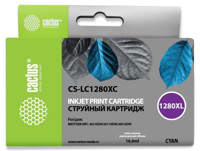 Картридж Cactus CS-LC1280XC голубой (16.6мл) для Brother MFC-J6510/6910DW