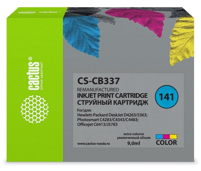 Картридж Cactus CS-CB337 №141 многоцветный (9мл) для HP DJ D4263/D4363/D5360/DJ J5783/J6413