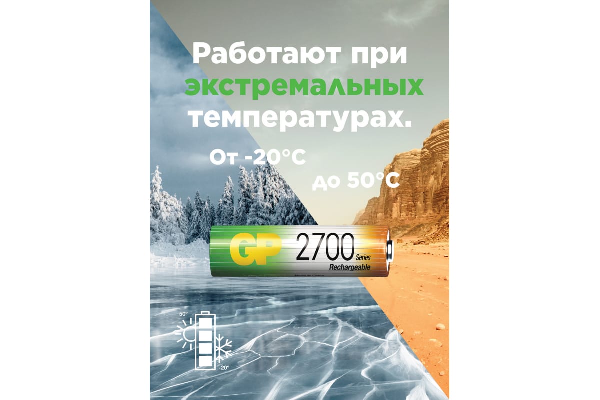 Аккумулятор GP AA 270AAHC3/1 NiMH 2700mAh, упаковка 4 шт