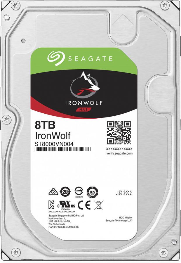 Жесткий диск SEAGATE Ironwolf ST8000VN004, 8ТБ, HDD, SATA III, 3.5"