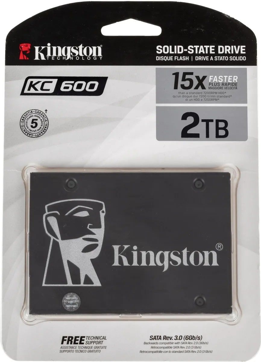 SSD накопитель Kingston KC600 SKC600/2048G 2ТБ, 2.5", SATA III, SATA