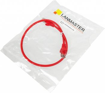 Патч-корд Lanmaster [LAN-PC45/U5E-0.5-RD] UTP Cat. 5E, 0.5 метра, красный (RJ-45 (m)-RJ-45 (m))