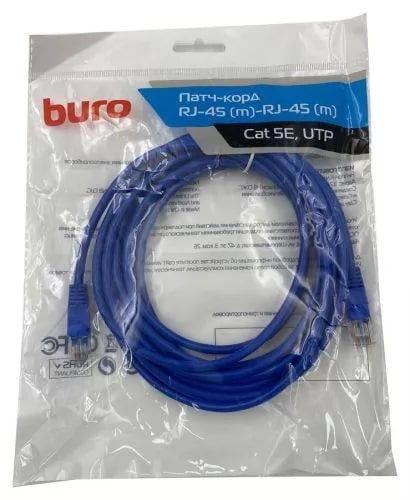 Патч-корд Buro UTP 4 пары cat5E CCA molded 5м синий RJ-45 (m)-RJ-45 (m)