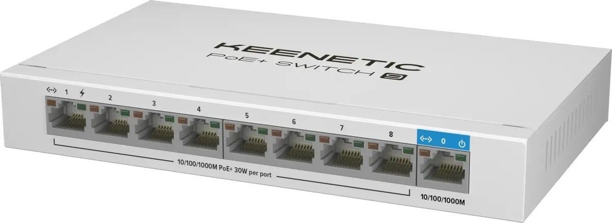 Коммутатор KEENETIC KN-4710, PoE+ 8шт, PoE бюджет 120 Вт, неуправляемый